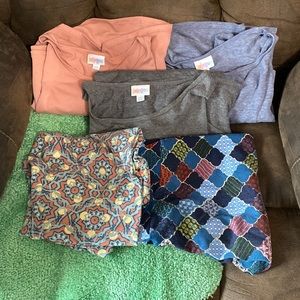 3 Carly shirts and 2 TC leggings